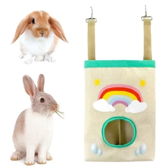 Rainbow-Themed Rabbit Hay Feeder Bag – Fun, Practical & Pet-Friendly