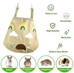 Rainbow-Themed Rabbit Hay Feeder Bag – Fun, Practical & Pet-Friendly